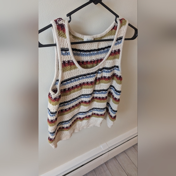 A.n.a Womens colorful striped knit sweater tank top. Scoop neckline. Size Large - Picture 5 of 8